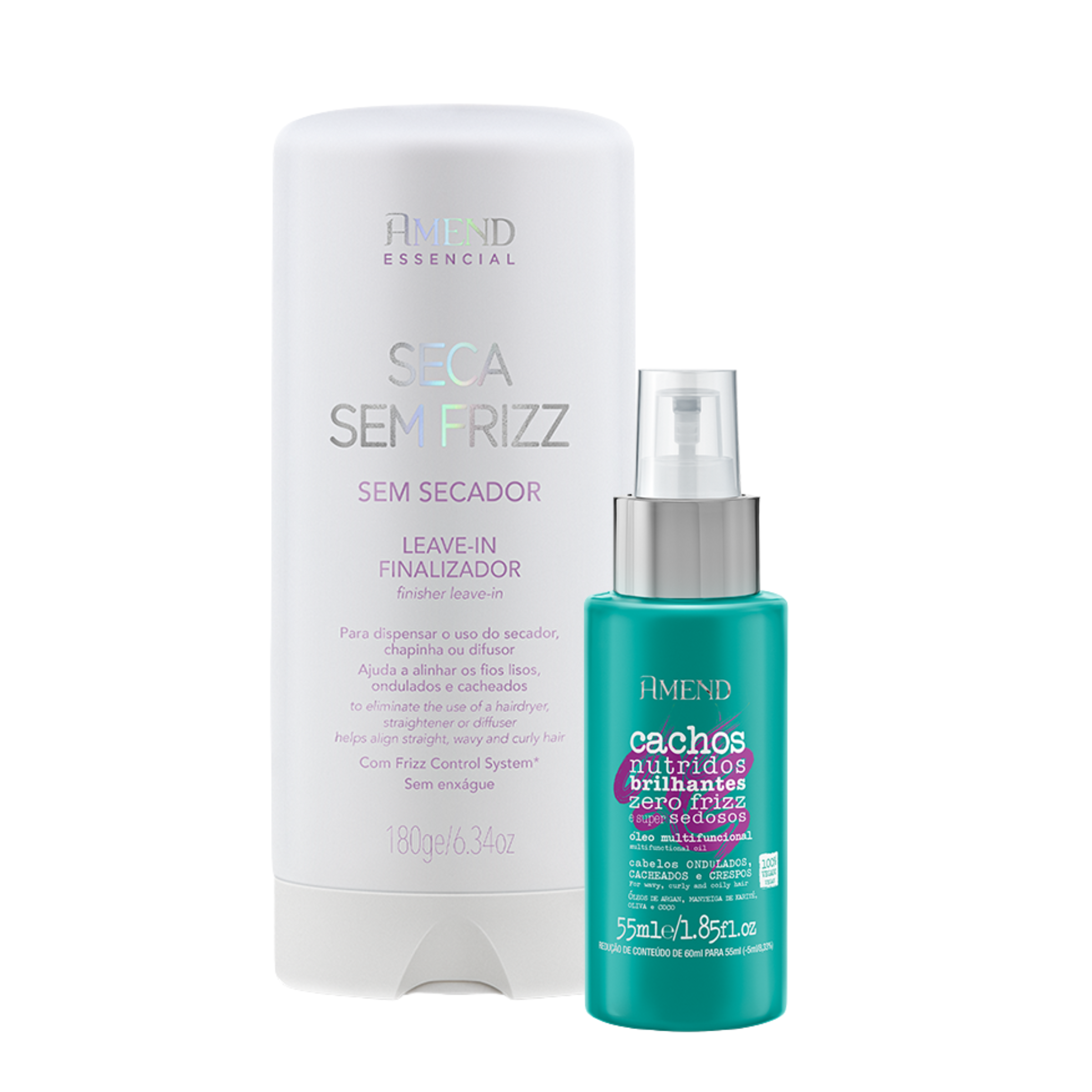 Kit Seca Sem Frizz e Óleo Cachos | 2 produtos